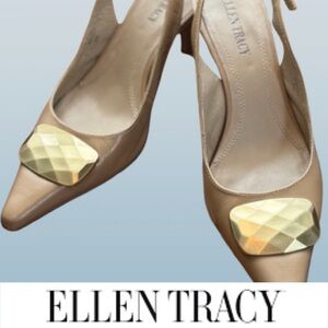 Ellen Tracy “Wendy” Leather Slingback Heels